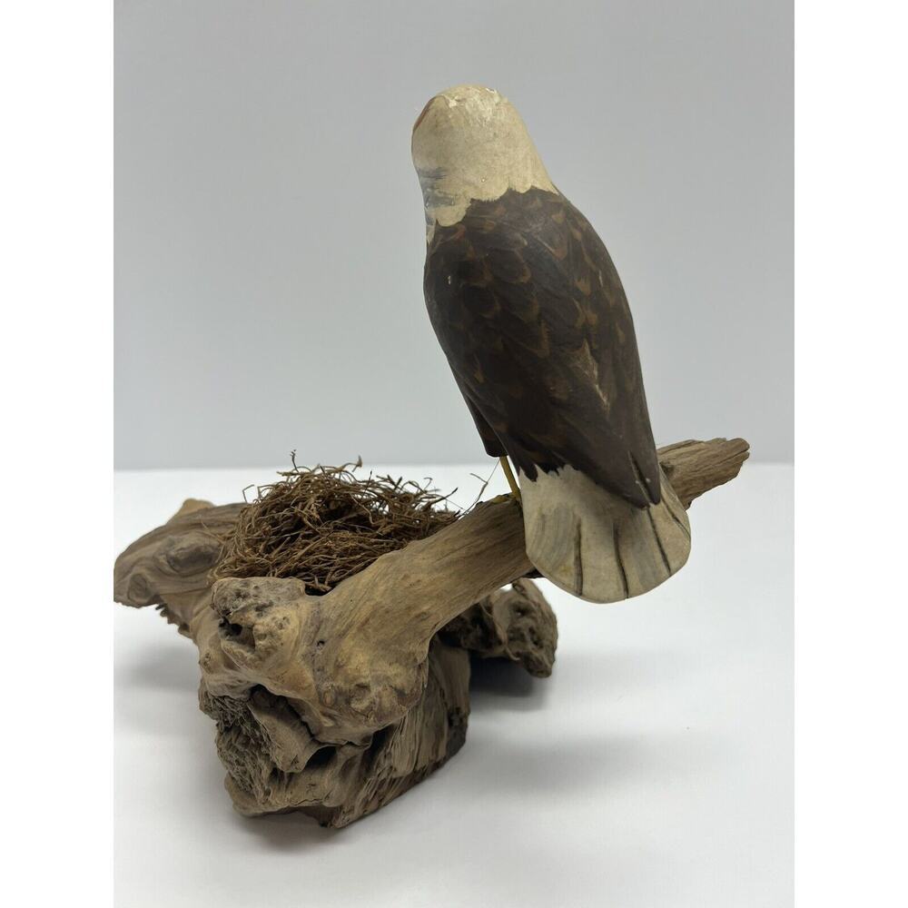 Unbranded Hand Carved & Painted Bald Eagle on Driftwood Vintage - Picture 8 of 13